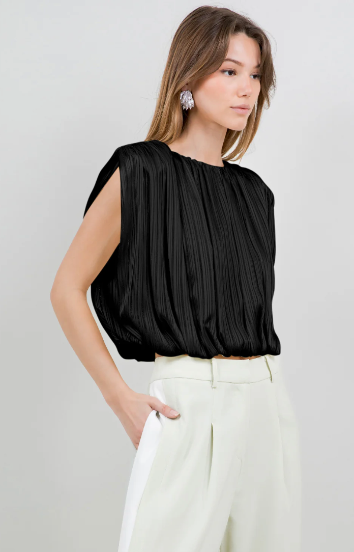 Lu Satin Top With Shoulder Padding