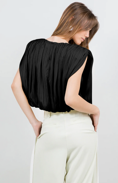Lu Satin Top With Shoulder Padding