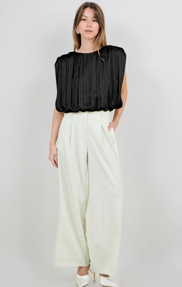 Lu Satin Top With Shoulder Padding