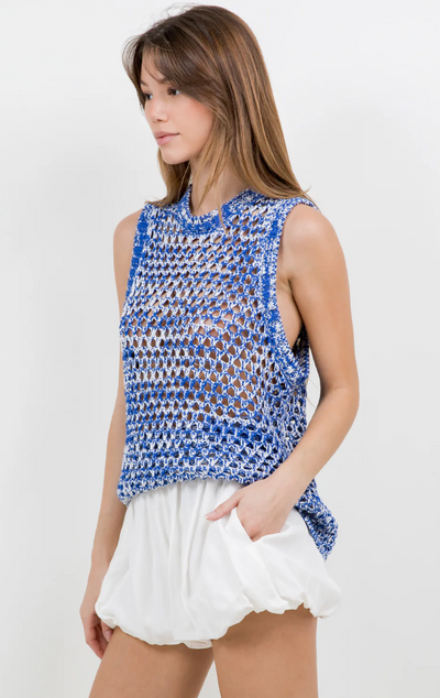 Garden Sweater Vest Blue/White
