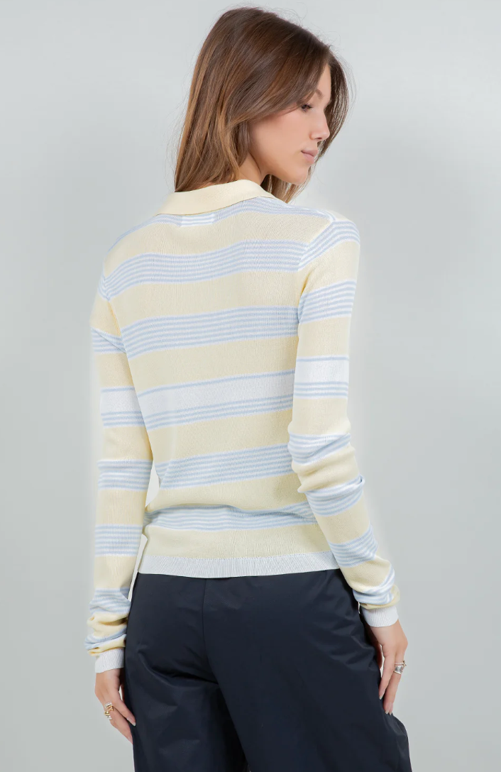 Cardigan Striped Lt Blue White Lemon