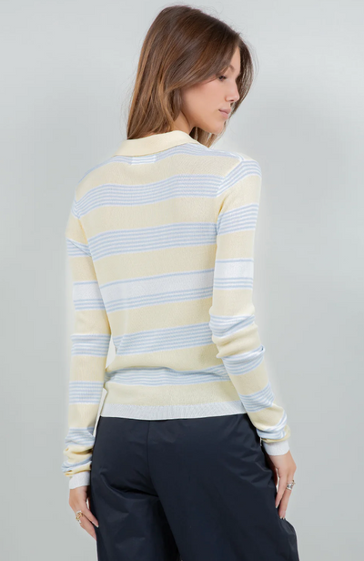 Cardigan Striped Lt Blue White Lemon