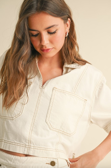 Sam White Denim Top