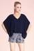 Solid Caftan Top Back Band Navy
