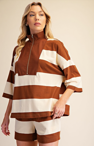 Urna Stripe Top Brown