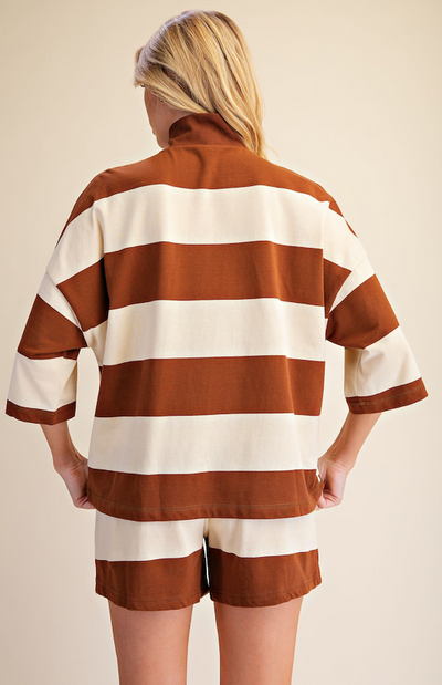 Urna Stripe Top Brown
