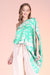 Ocean Waves Dramatic Drape One Shoulder Top Green