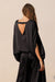 Washed Poly Silk Caftan Top with Back Band Black