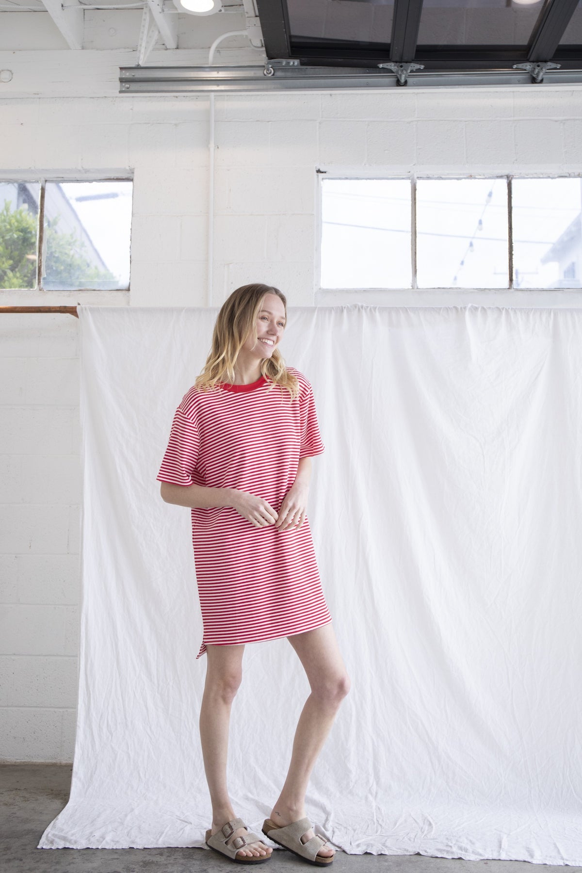 Striped Tshirt Dress Red