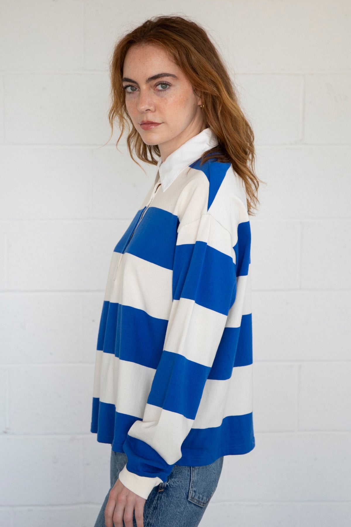 Bold Stripe Polo Shirt Blue