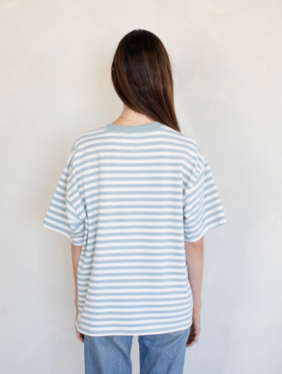 Cassandra Striped Tee Dusty Blue
