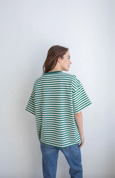 Cassandra Striped Tee Dusty Green