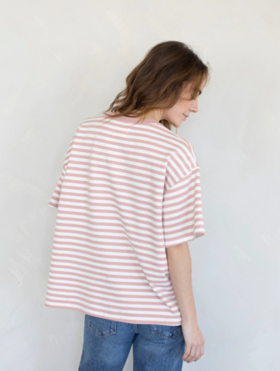 Cassandra Striped Tee Dusty Pink