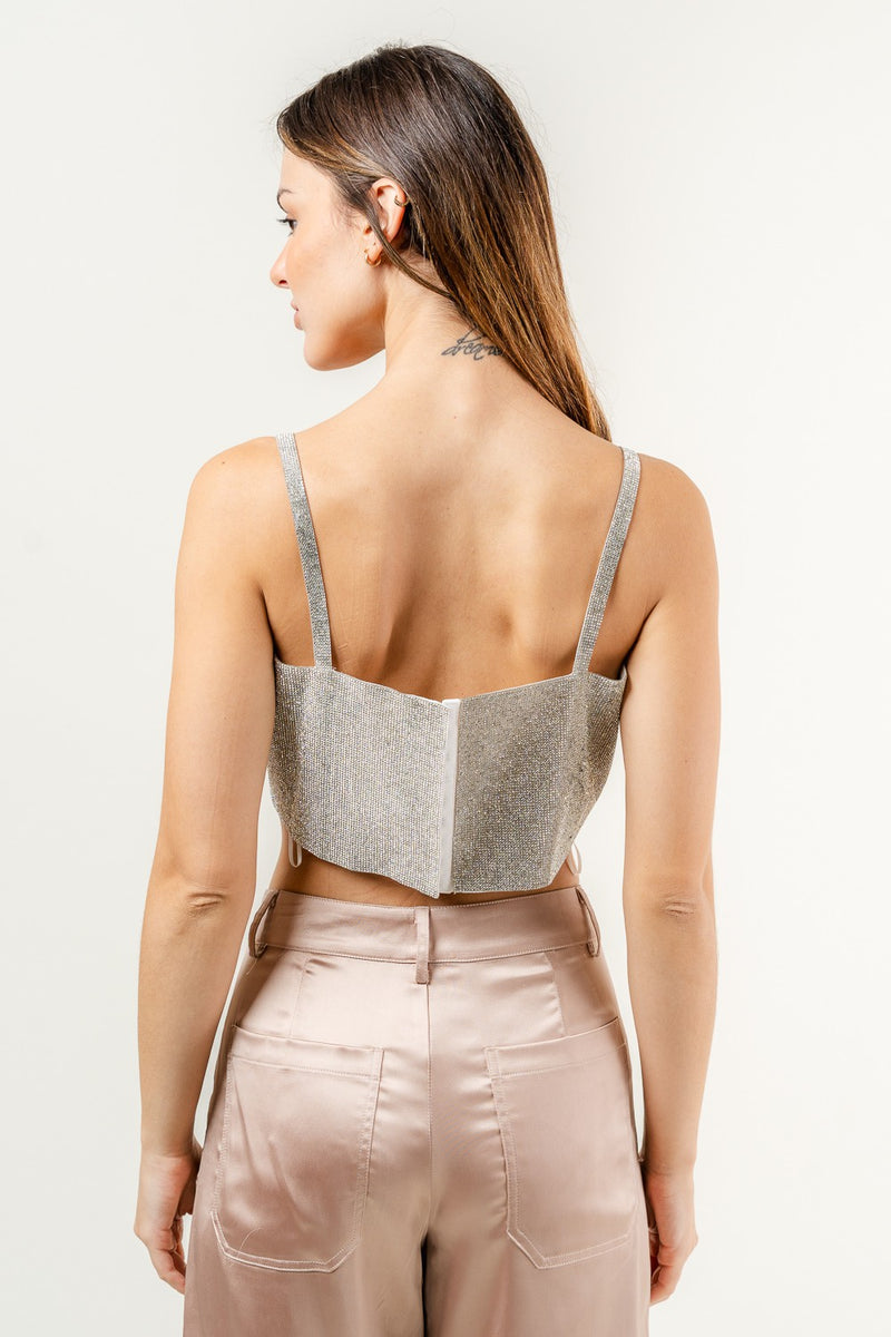 Rhinestone Crop Top Silver