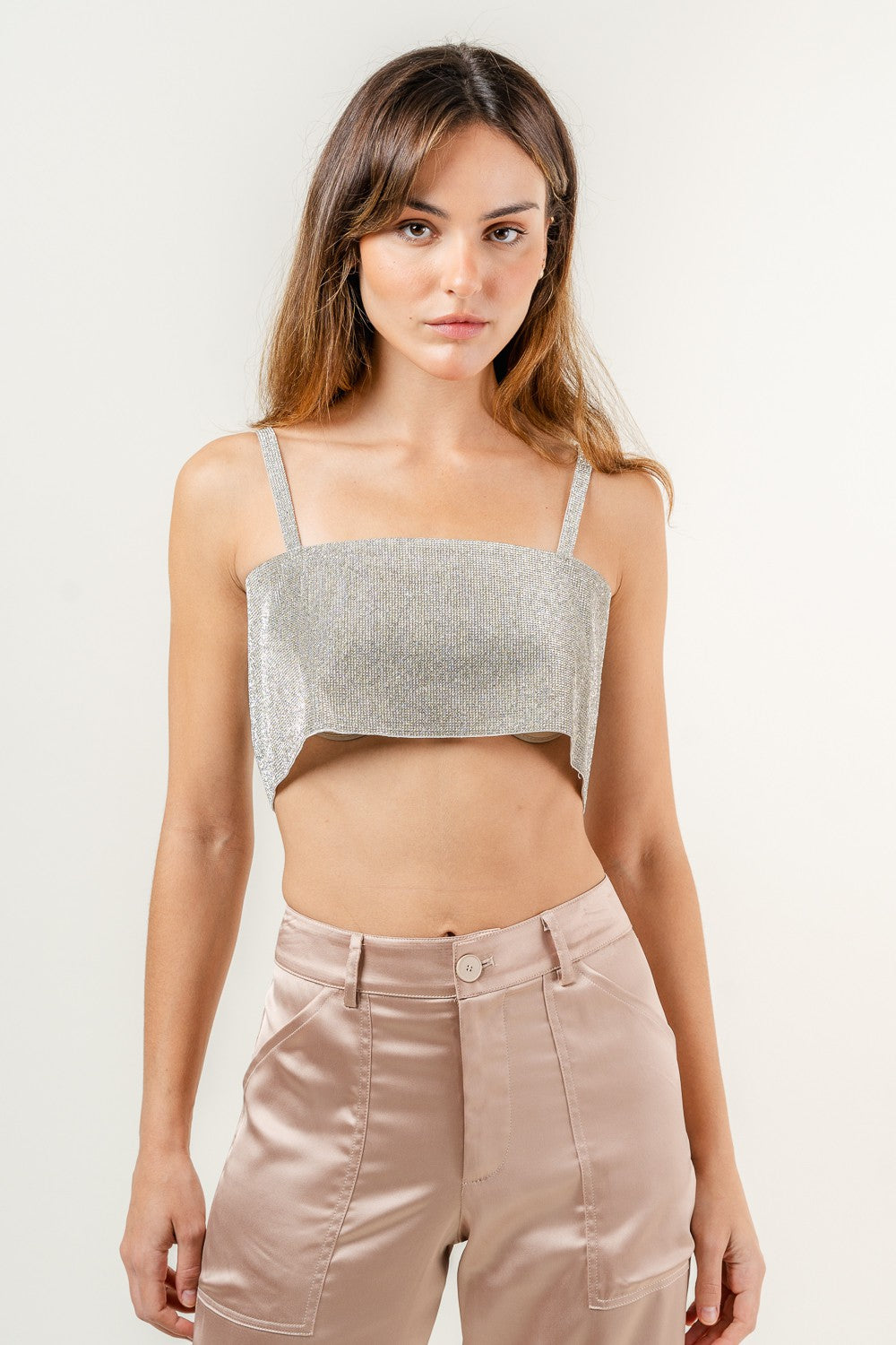 Rhinestone Crop Top Silver
