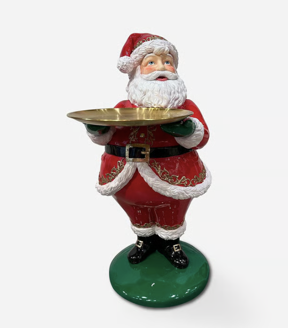 Santa w Plate Resin Metal
