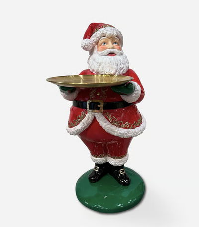 Santa w Plate Resin Metal