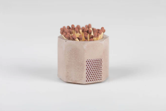 Brown Match Holder w Striker and Brown Matches