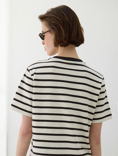 Elif Tshirt Brown Ecru Stripe