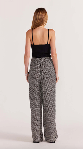Della Wide Leg Pant Black Cream
