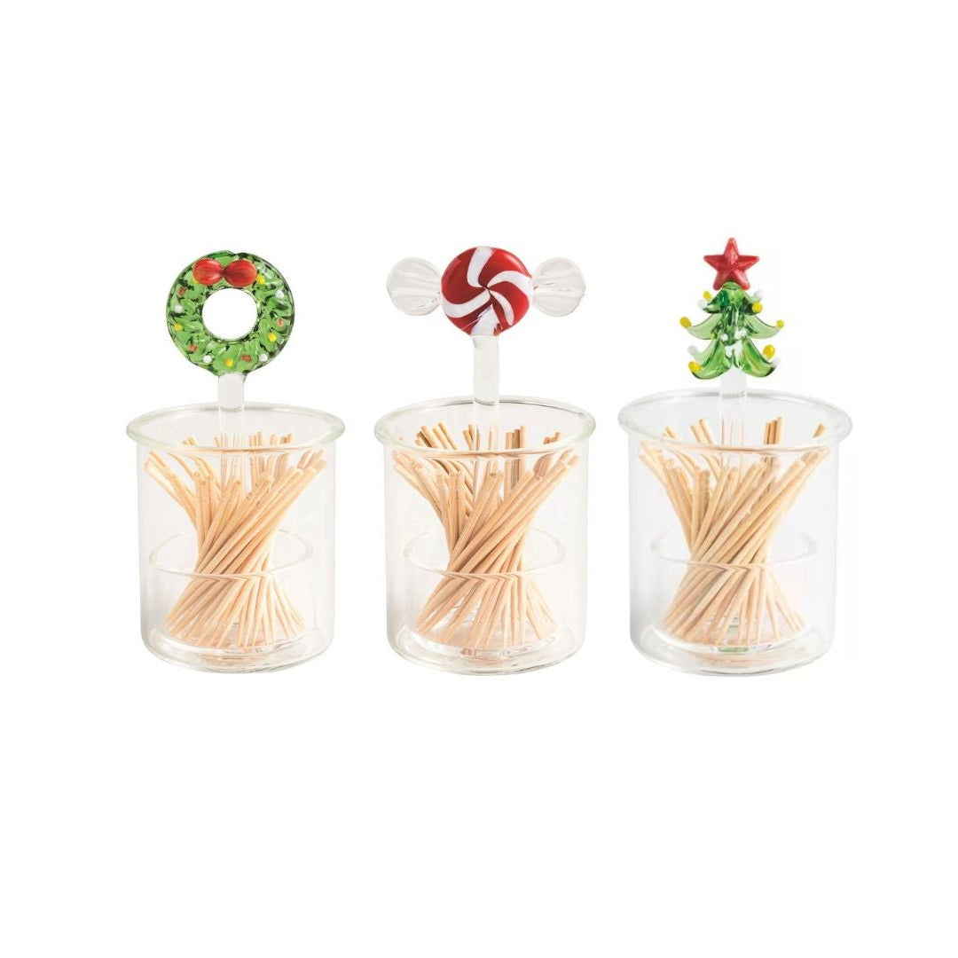 Christmas Tree Glass Toothpick Holder