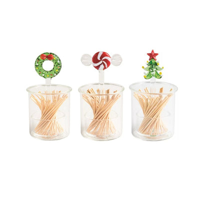 Christmas Tree Glass Toothpick Holder