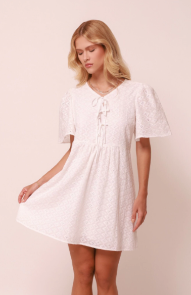Costa Eyelet Dress White