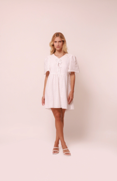Costa Eyelet Dress White