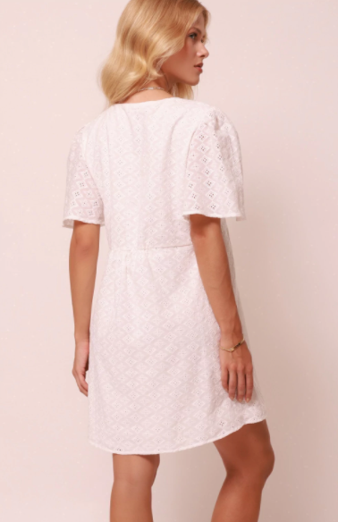 Costa Eyelet Dress White