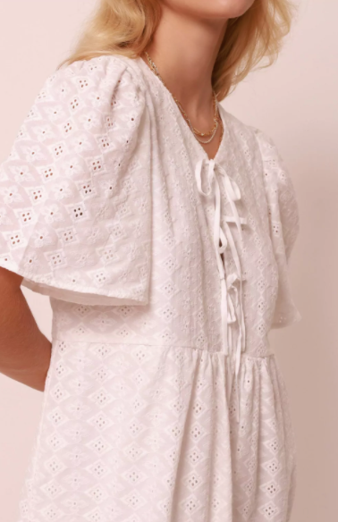 Costa Eyelet Dress White