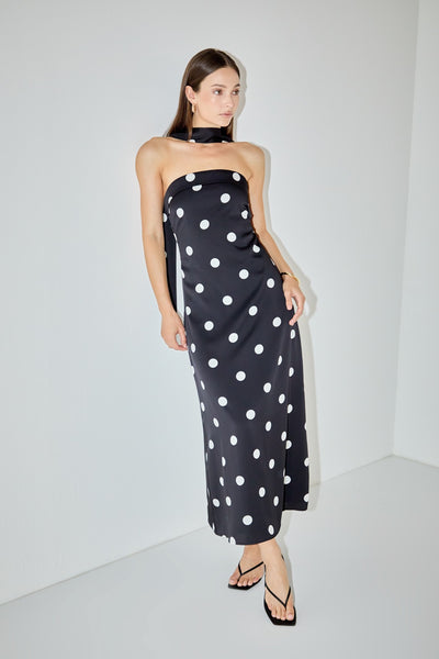 Polka Dot Backless Maxi Dress