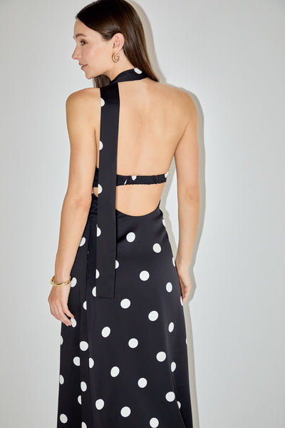 Polka Dot Backless Maxi Dress