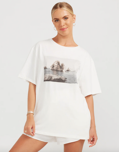 Postcard Boyfriend Tee White