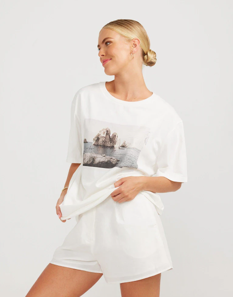 Postcard Boyfriend Tee White