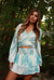 Santorini Top Print Sky Blue