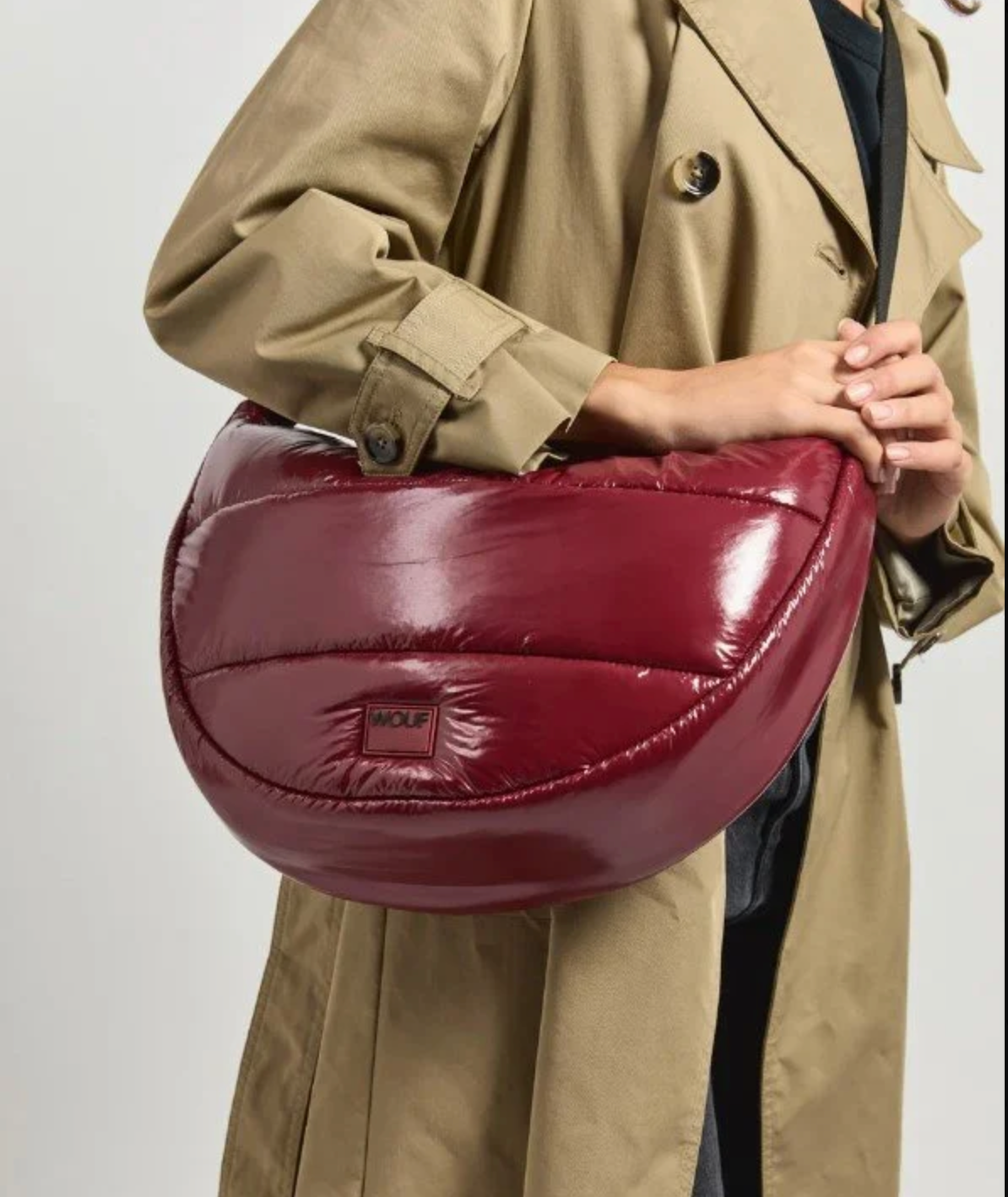 Burgundy Glossy Crossbody Bag