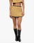 Leather Trim Mini Skirt Warm Taupe Black