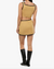 Leather Trim Mini Skirt Warm Taupe Black
