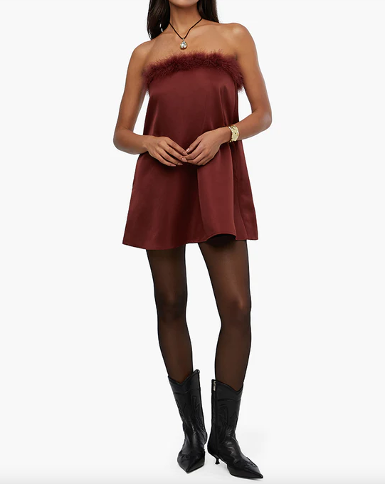 Strapless Mini Dress Brown