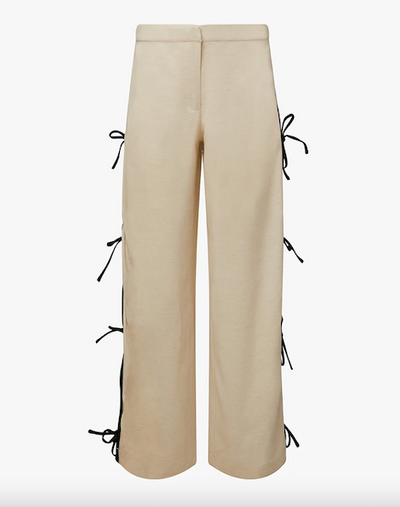 Tie Slit Pant Ivory Black