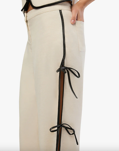 Tie Slit Pant Ivory Black