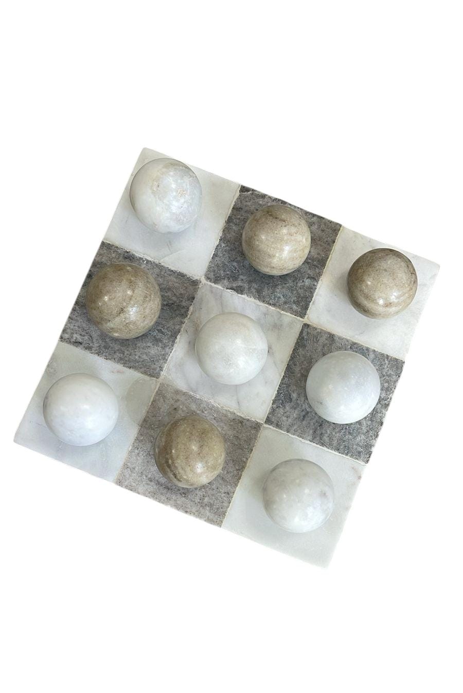 Marble Tic Tac Toe White Beige