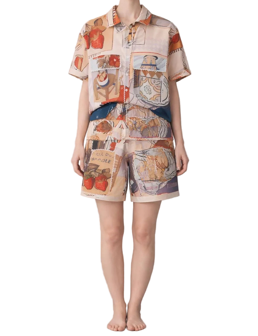 Short Sleeve Shirt and Shorts Multi