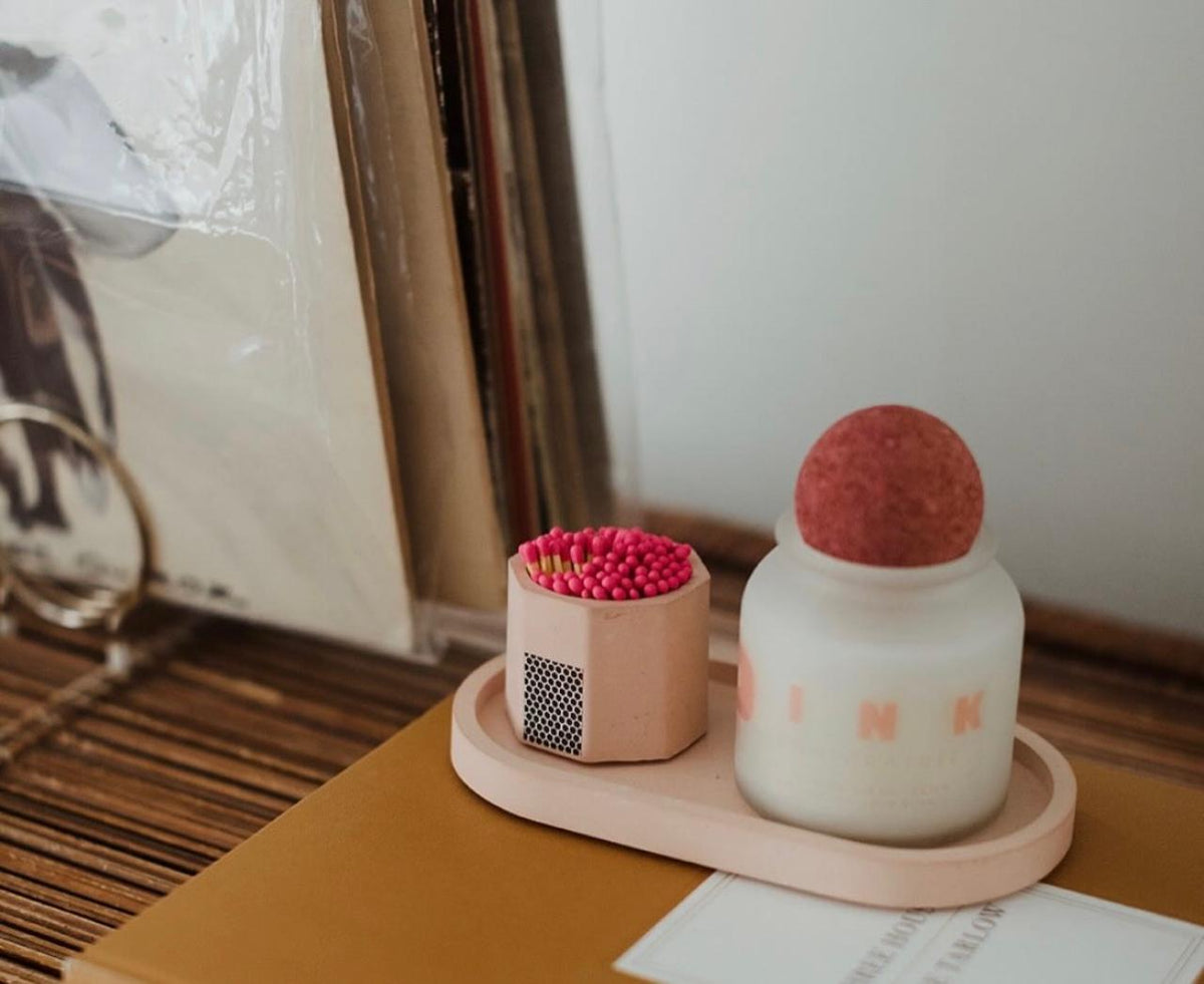 Pink Match Holder w Striker and Pink Matches