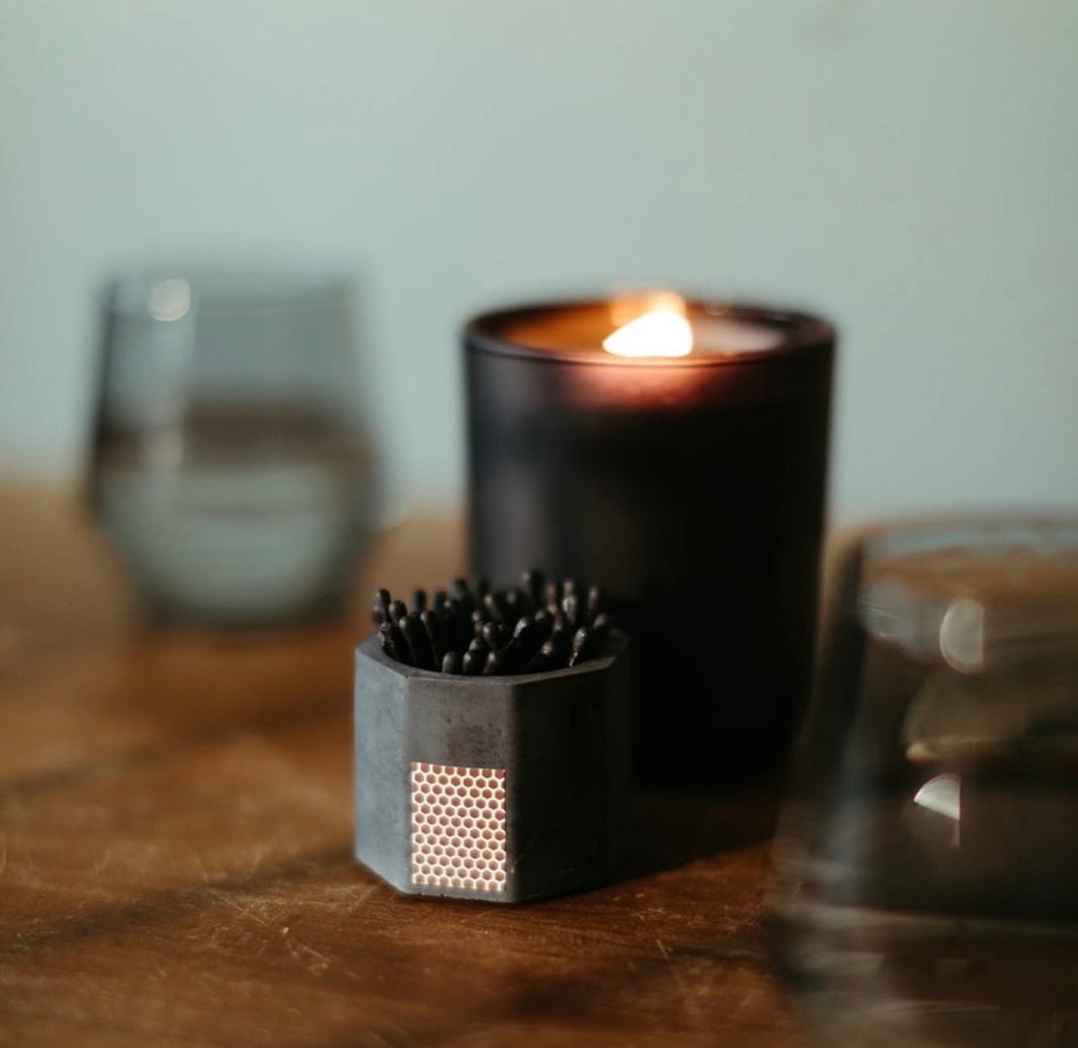 Black Match Holder w Striker and All Black Matches