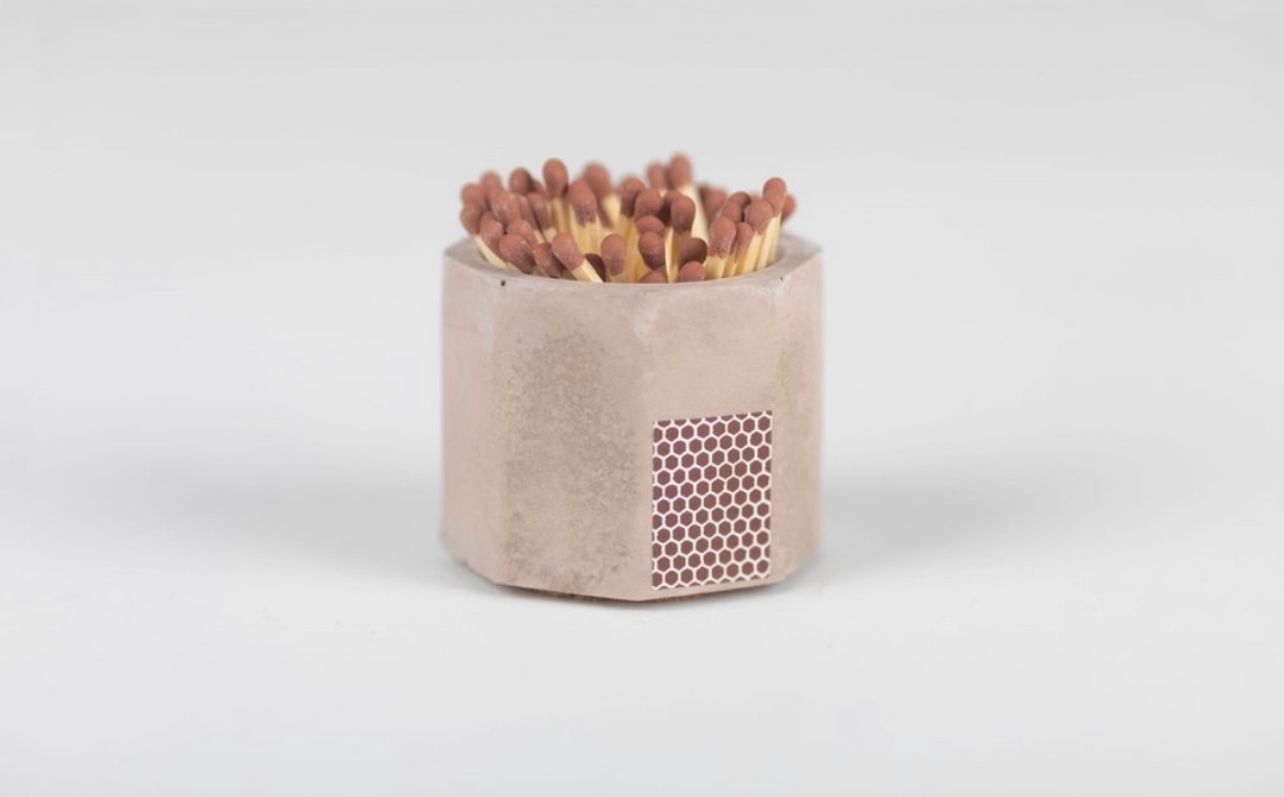 Brown Match Holder w Striker and Brown Matches