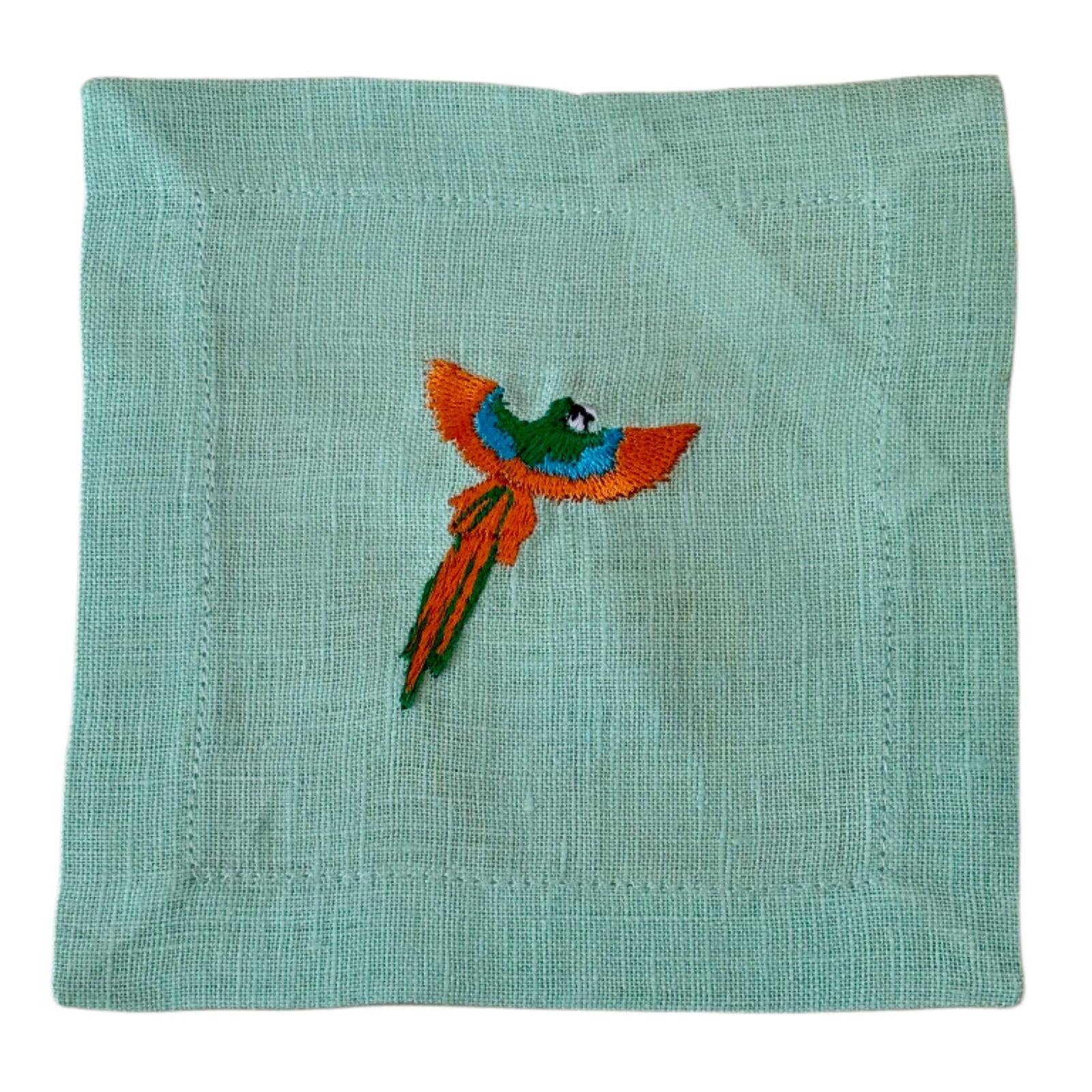Cocktail Napkin Green Mint Set Macaw Orange