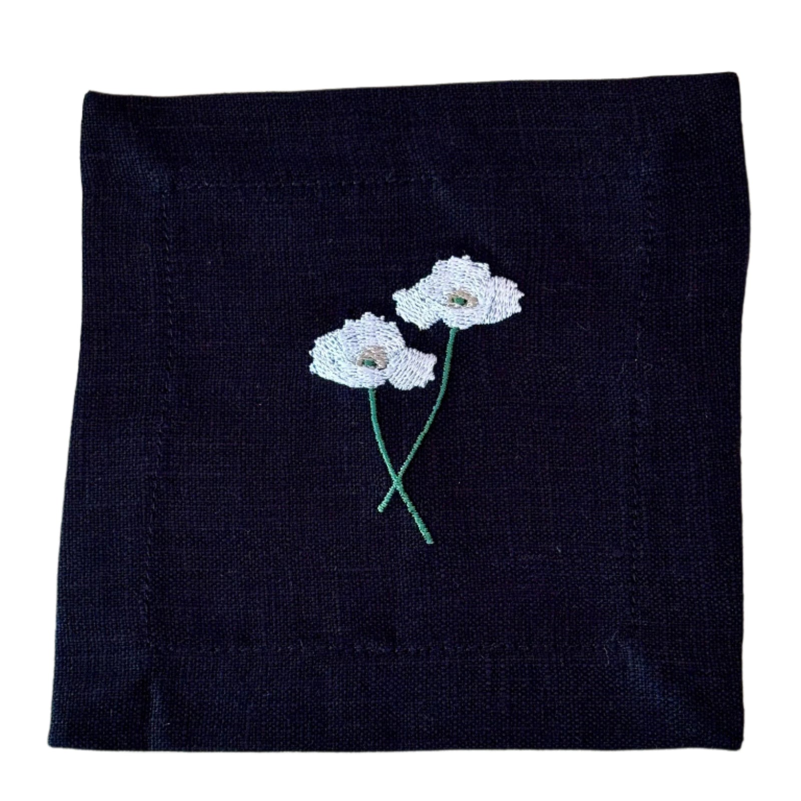 Cocktail Napkin Black Set Amapola White