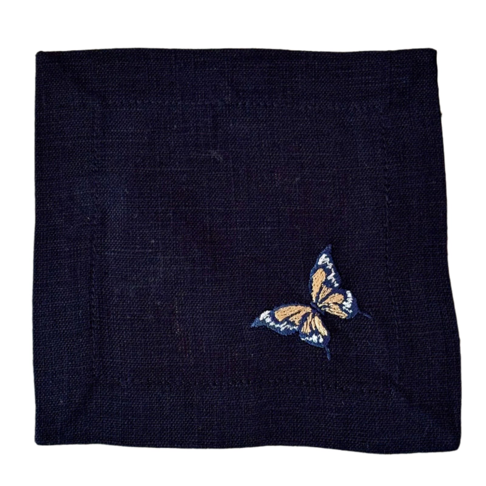 Cocktail Napkin Black Set Butterfly Golden