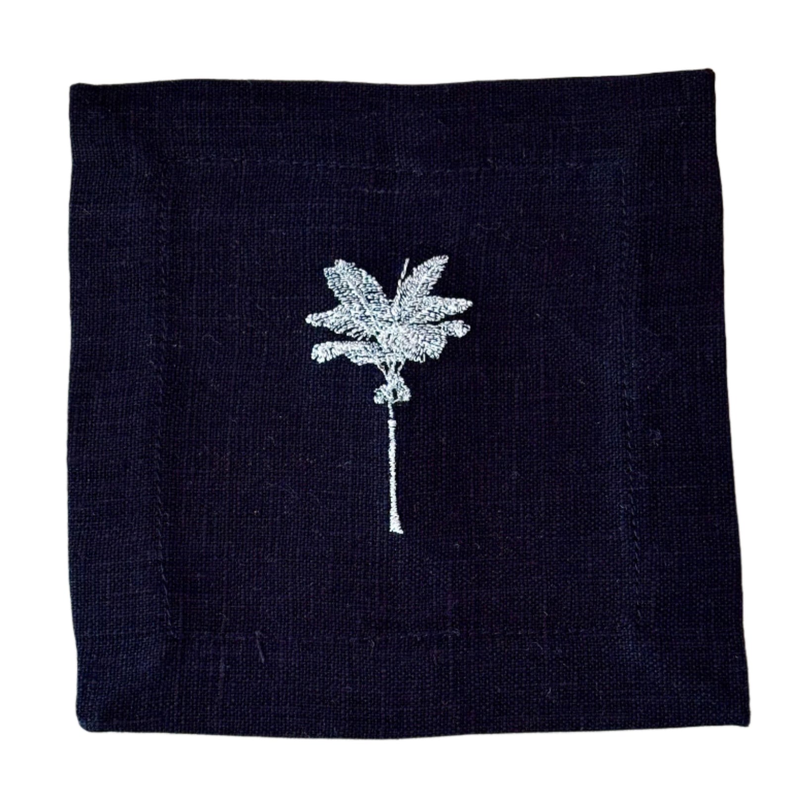 Cocktail Napkin Black Set Palm Cream